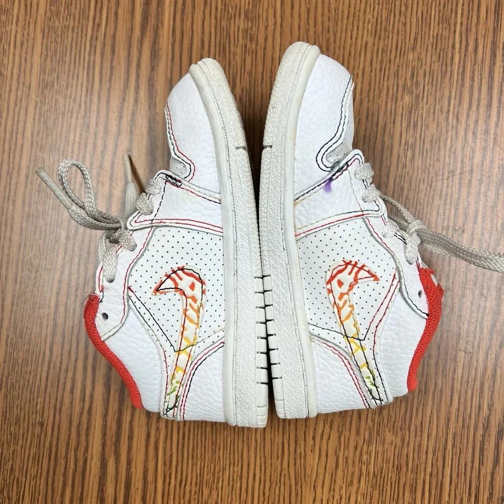 Nike Air Jordan 1 Phat Low 352718-101 White Multicolor Toddler Shoes‎ Size 8C